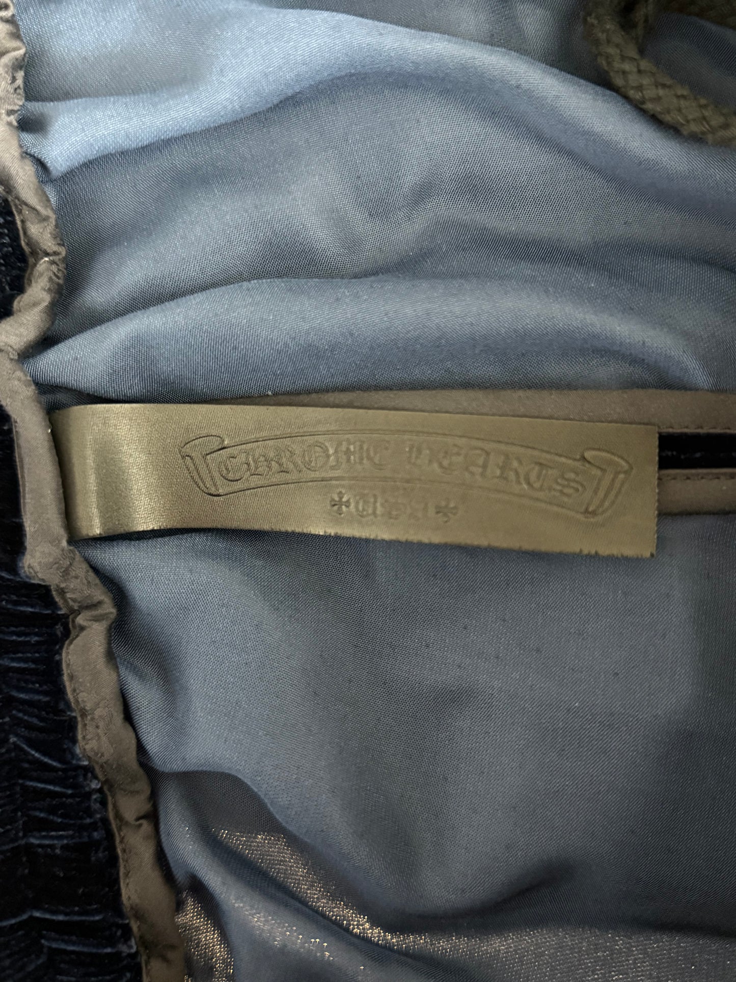 Chrome Hearts Navy & White Embroidered Logo Velour Track Pants