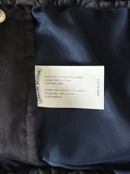 Chrome Hearts Navy & White Embroidered Logo Velour Track Pants