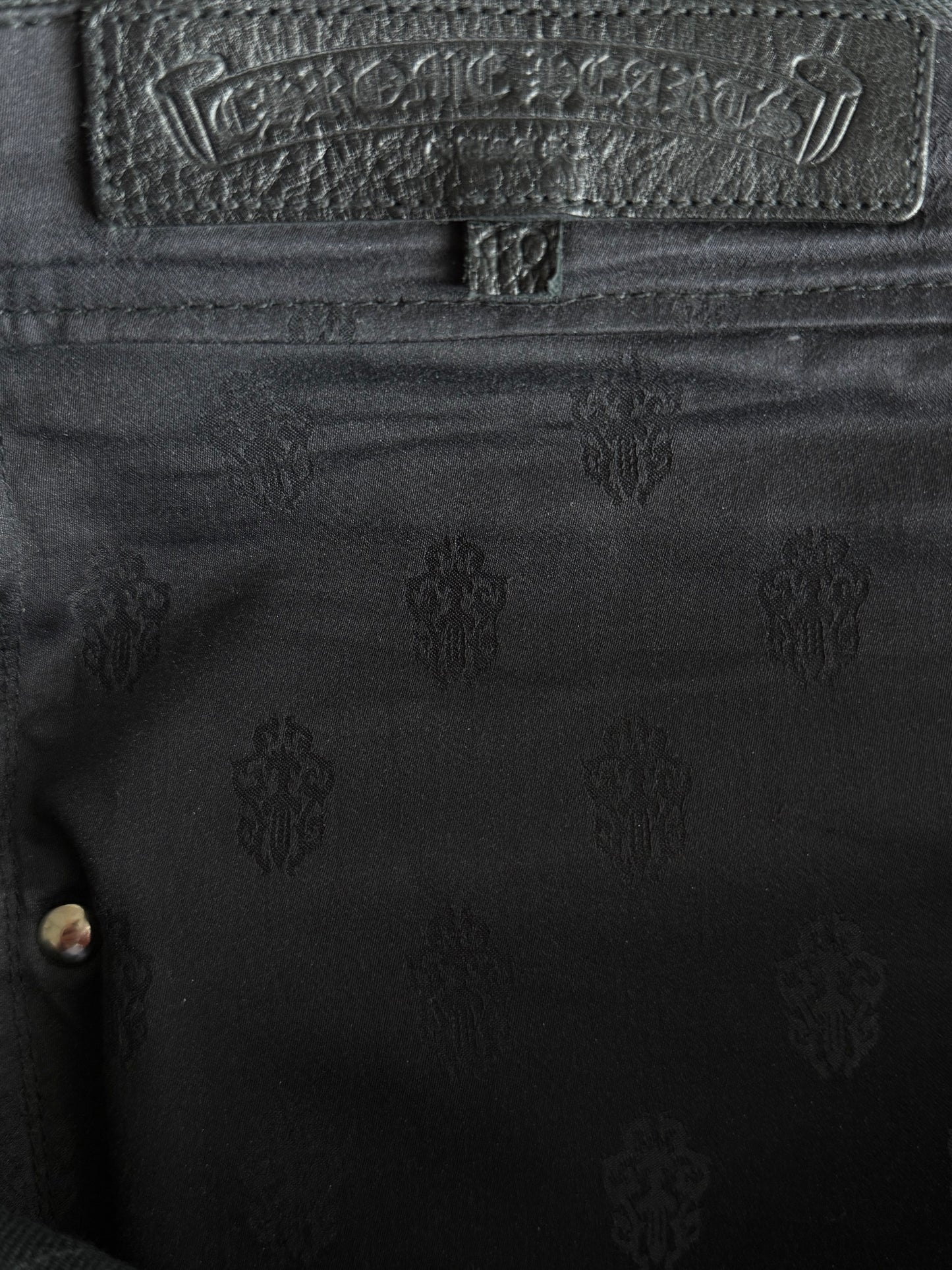 Chrome Hearts Black Fleur Knee Jeans