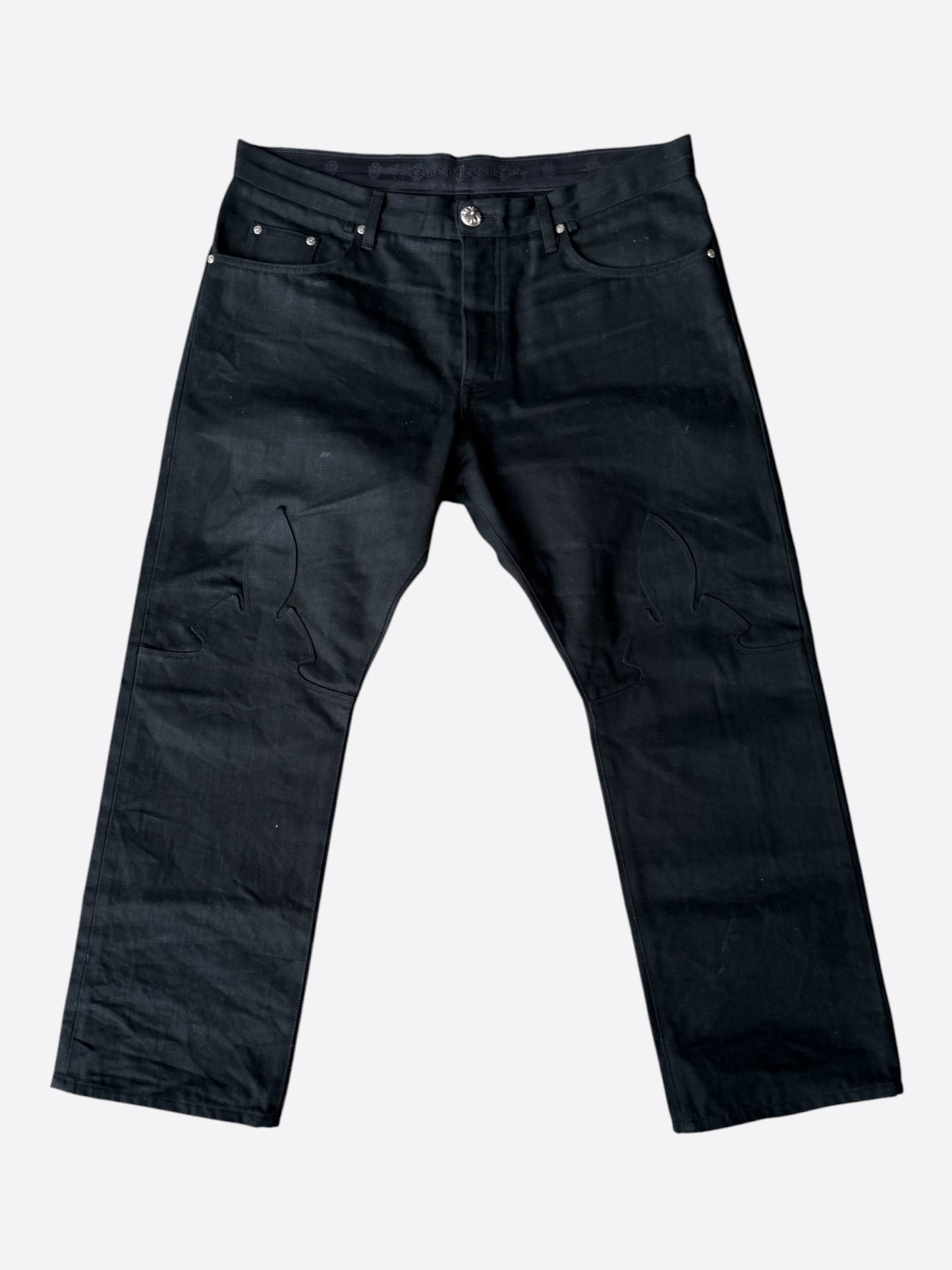 Chrome Hearts Black Fleur Knee Jeans
