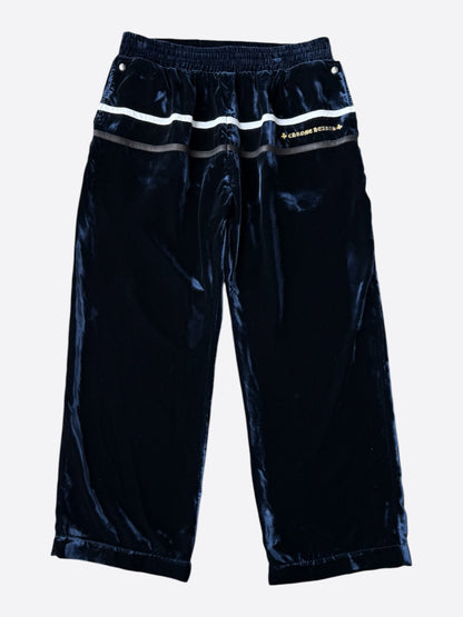 Chrome Hearts Navy & White Embroidered Logo Velour Track Pants