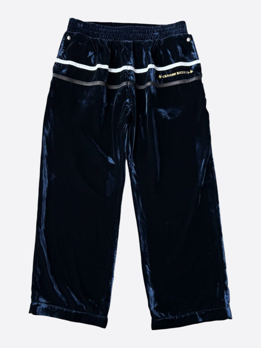 Chrome Hearts Navy & White Embroidered Logo Velour Track Pants