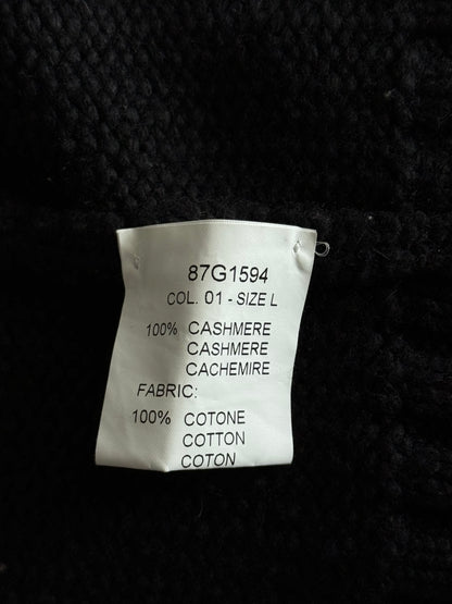 Chrome Hearts Black Leather Floral Cross Patch Cashmere Zip Up Hoodie