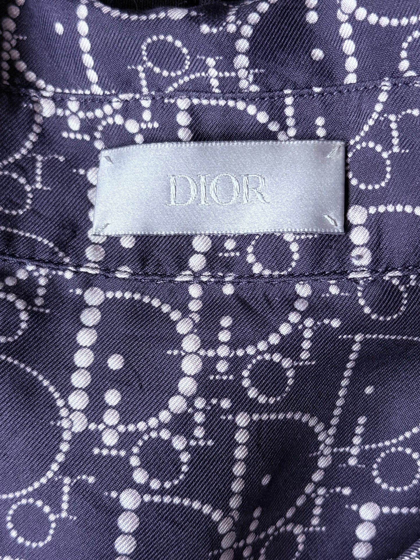 Dior Navy Pearl Oblique Button Up Shirt