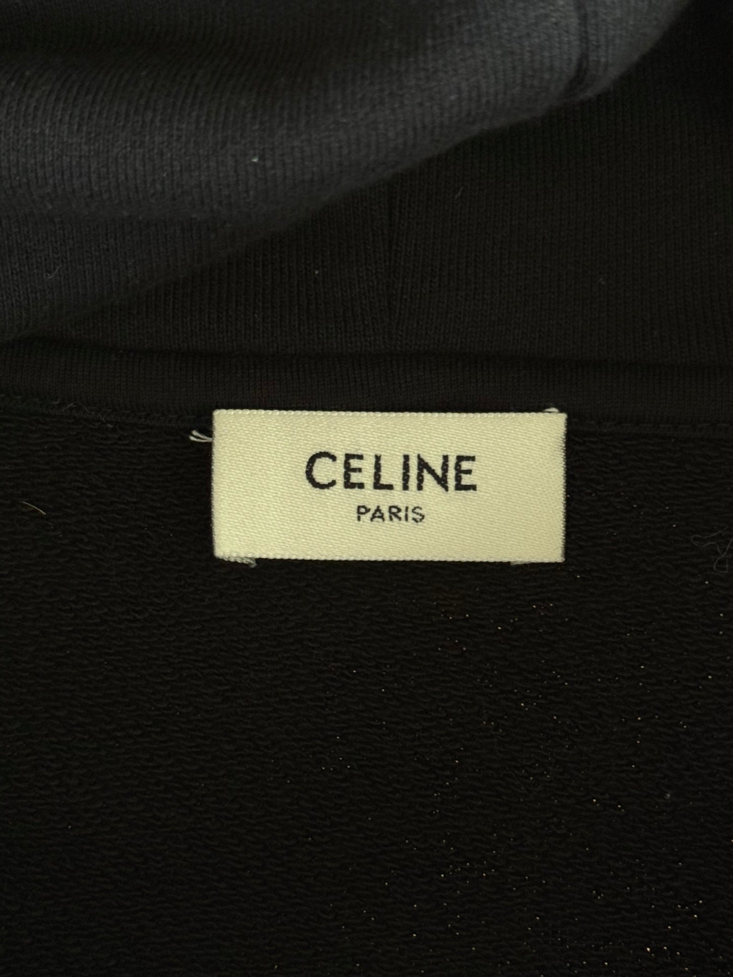 Celine Black & Silver Safety Pin Logo Hoodie