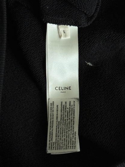 Celine Black & Silver Safety Pin Logo Hoodie