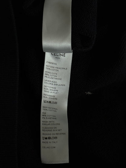 Celine Black & Silver Safety Pin Logo Hoodie