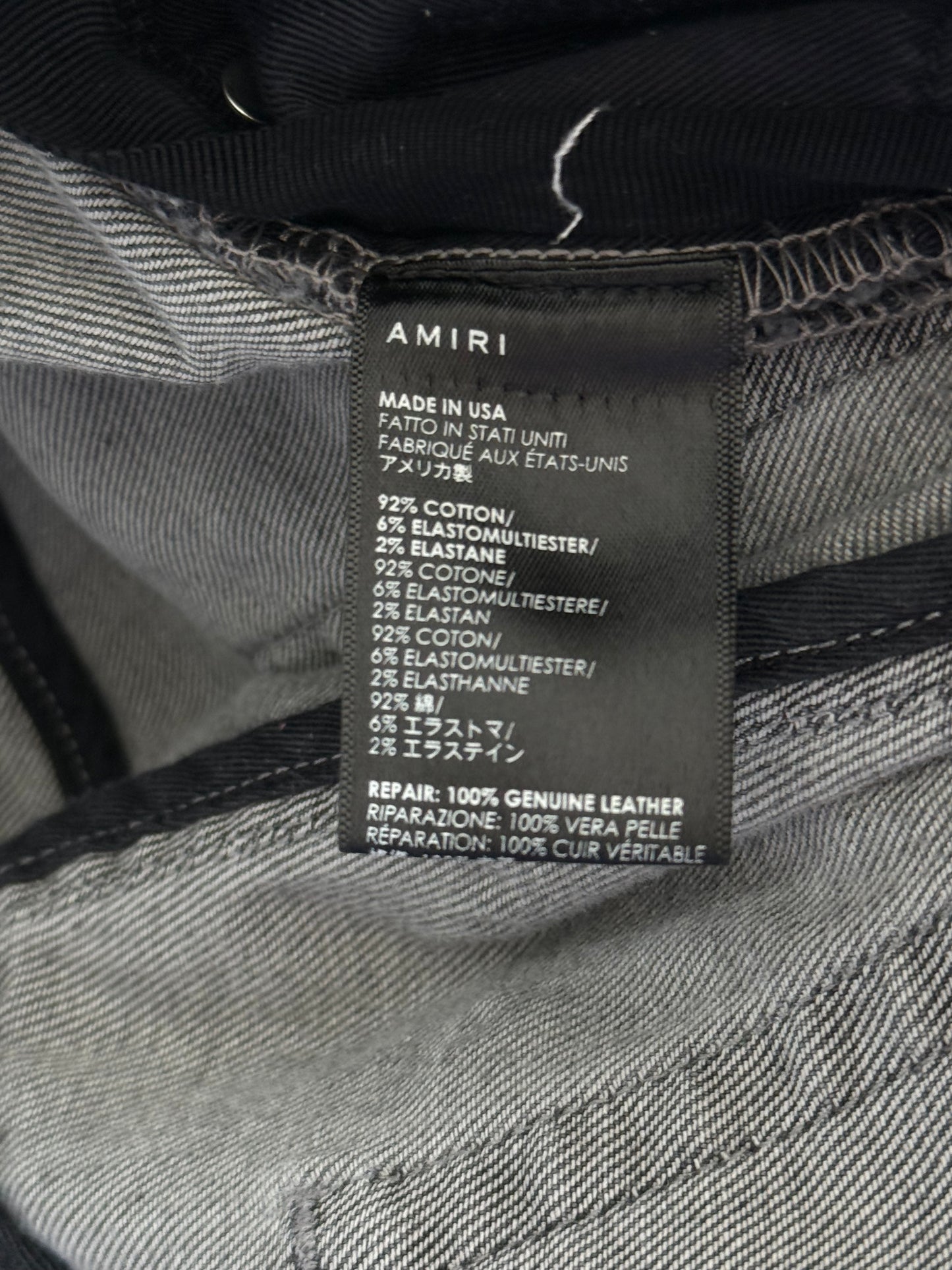 Amiri Storm Grey & Black Patch MX1 Jeans