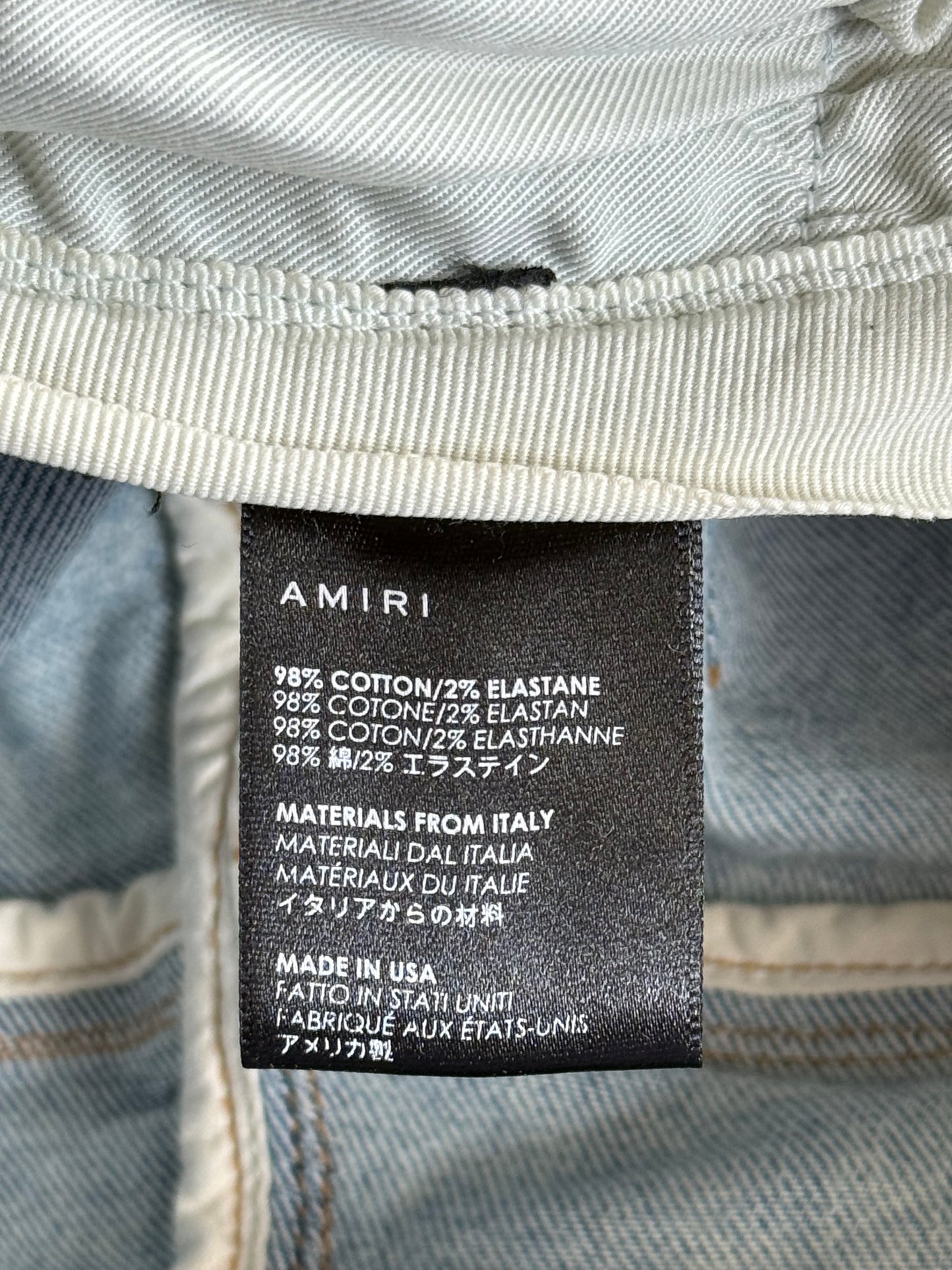 Amiri Light Indigo & Black Bandana Patch MX1 Jeans