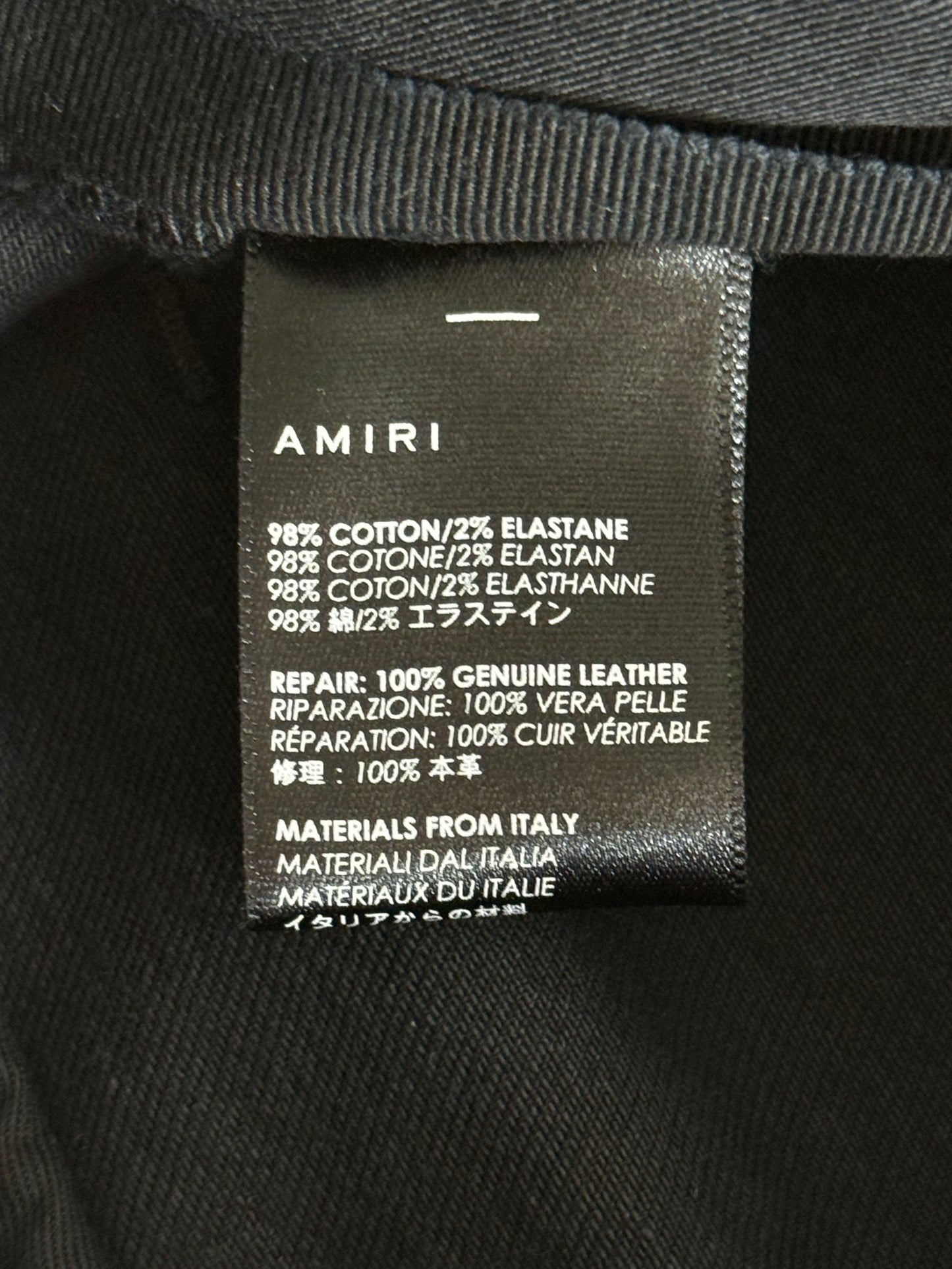 Amiri Aged Black Leather Patch MX1 Jeans