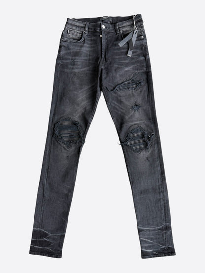 Amiri Aged Black Leather Patch MX1 Jeans