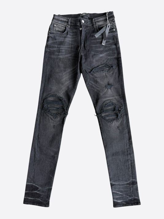 Amiri Aged Black Leather Patch MX1 Jeans