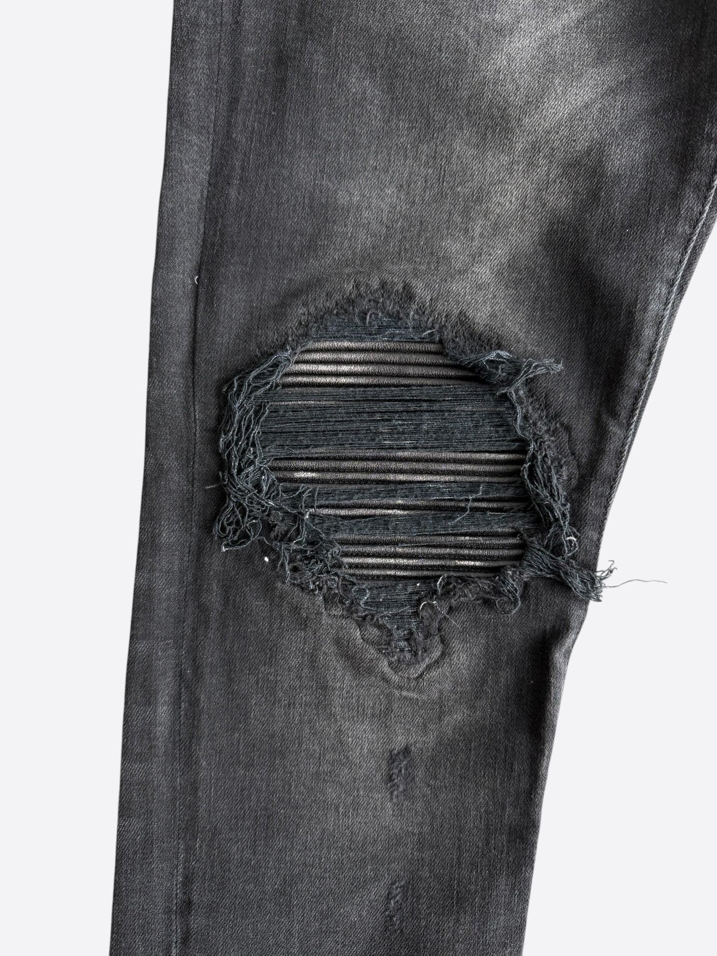Amiri Aged Black Leather Patch MX1 Jeans