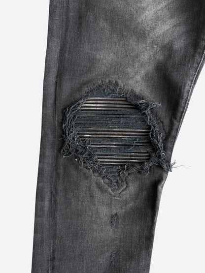 Amiri Aged Black Leather Patch MX1 Jeans