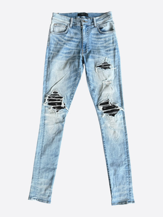Amiri Light Indigo & Black Bandana Patch MX1 Jeans