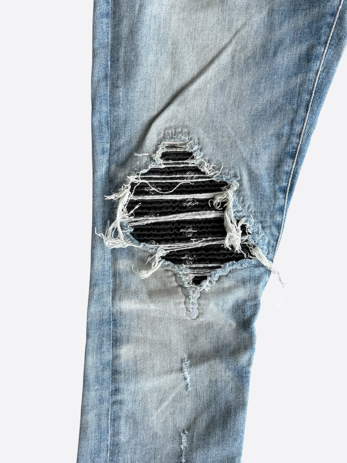 Amiri Light Indigo & Black Bandana Patch MX1 Jeans