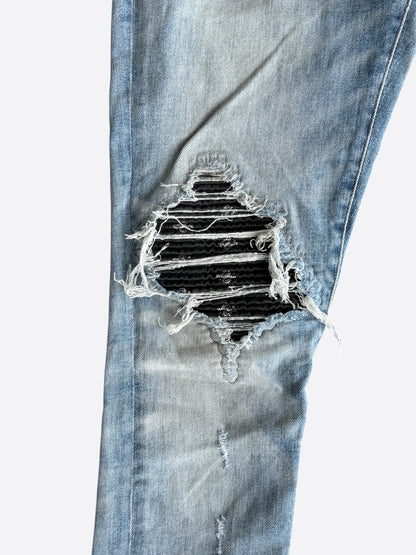 Amiri Light Indigo & Black Bandana Patch MX1 Jeans