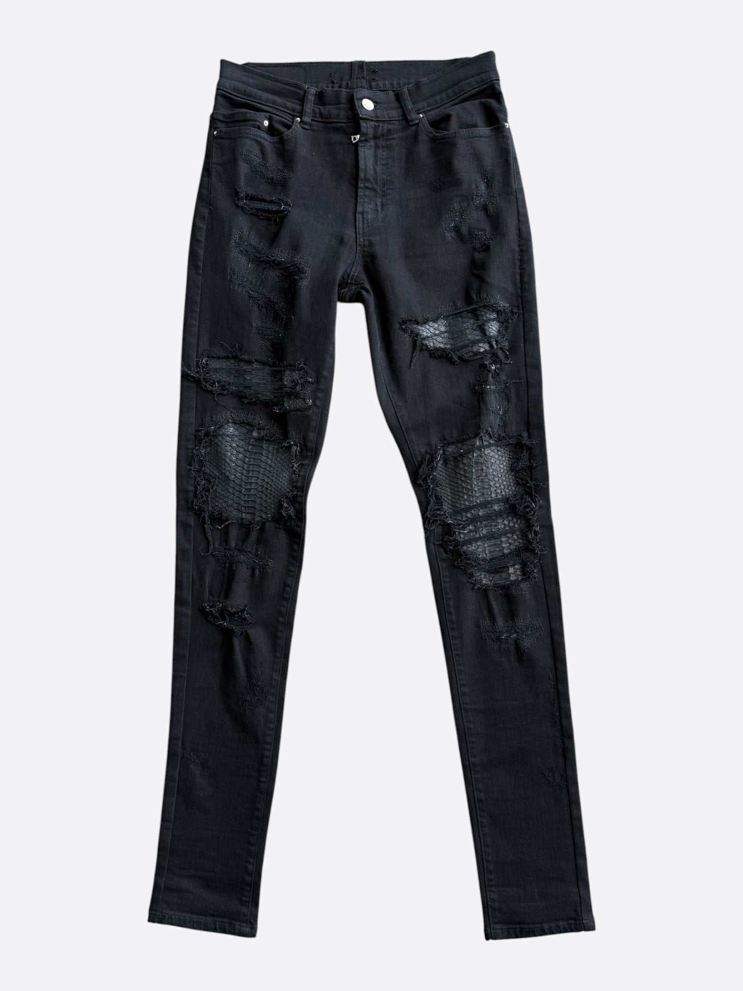 Amiri Black Snakeskin Patch MX1 Jeans