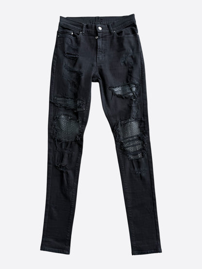 Amiri Black Snakeskin Patch MX1 Jeans