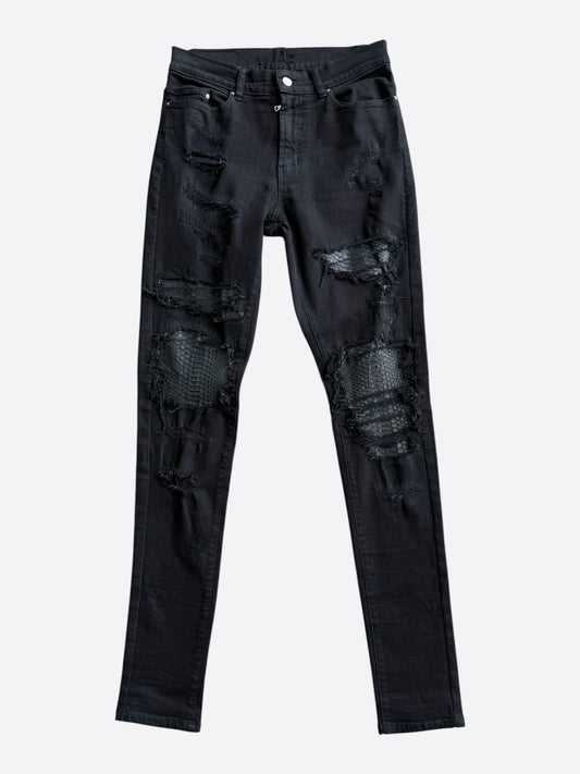Amiri Black Snakeskin Patch MX1 Jeans