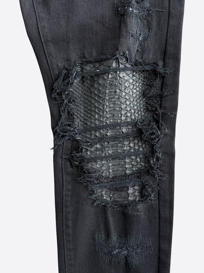 Amiri Black Snakeskin Patch MX1 Jeans