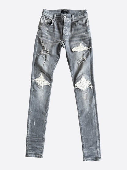 Amiri Playboy Light Grey & White Patch MX1 Jeans