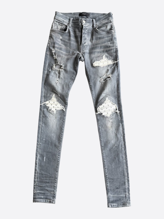Amiri Playboy Light Grey & White Patch MX1 Jeans