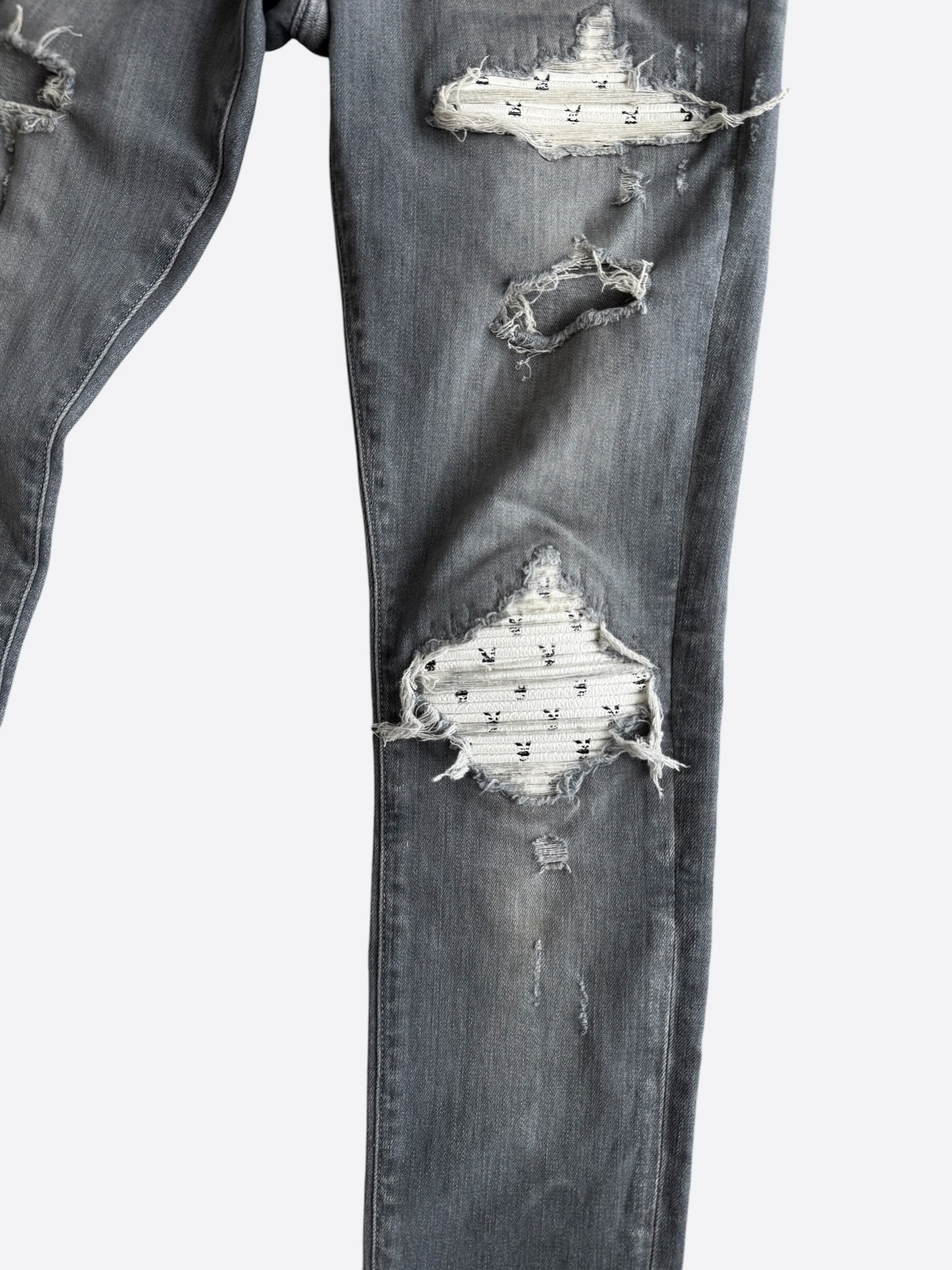 Amiri Playboy Light Grey & White Patch MX1 Jeans