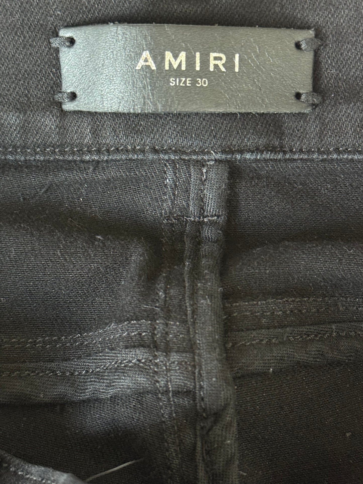 Amiri Black Leather Patch MX1 Jeans