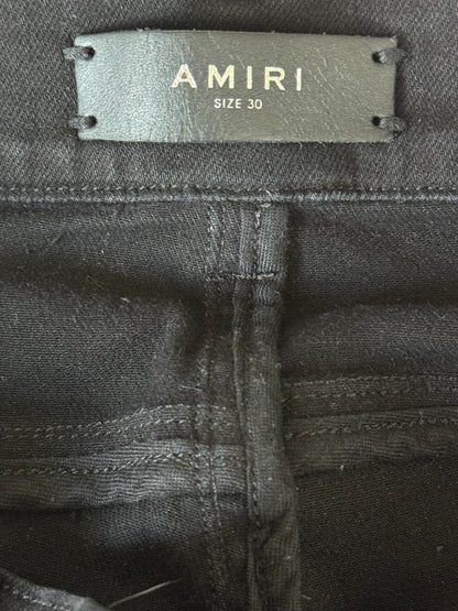 Amiri Black Leather Patch MX1 Jeans