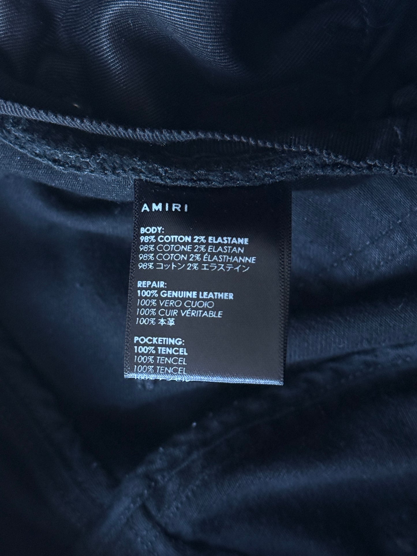 Amiri Black Leather Patch MX1 Jeans