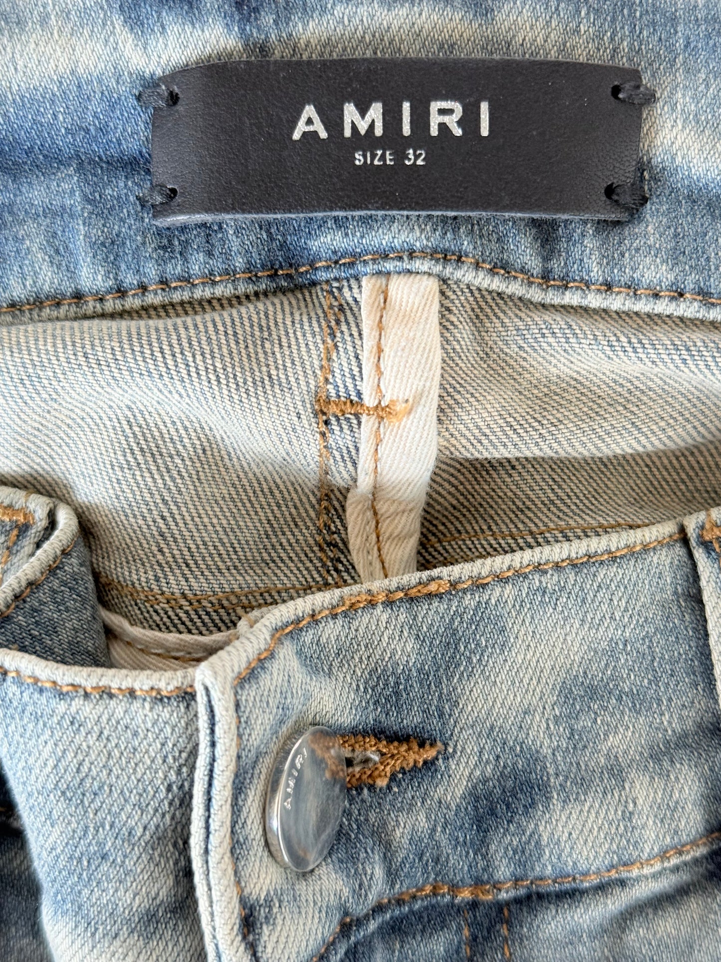 Amiri Indigo & Black Bandana Patch MX1 Jeans