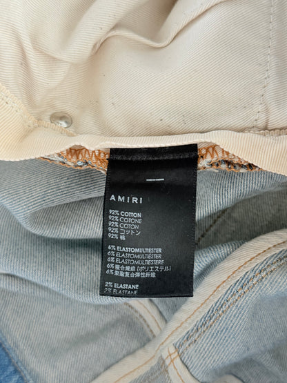 Amiri Light Indigo & Black Bandana Patch MX1 Jeans