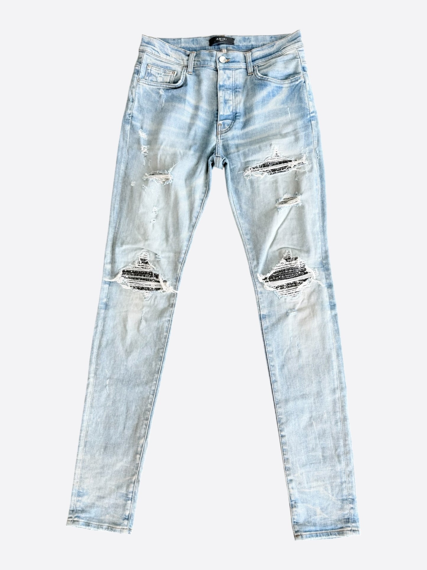 Amiri Light Indigo & Black Bandana Patch MX1 Jeans
