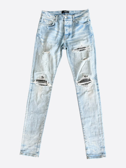 Amiri Light Indigo & Black Bandana Patch MX1 Jeans