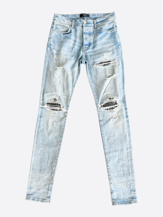 Amiri Light Indigo & Black Bandana Patch MX1 Jeans