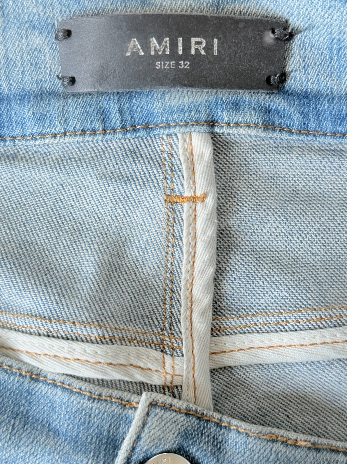 Amiri Light Indigo & Black Bandana Patch MX1 Jeans