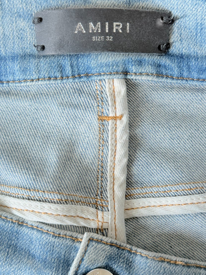 Amiri Light Indigo & Black Bandana Patch MX1 Jeans