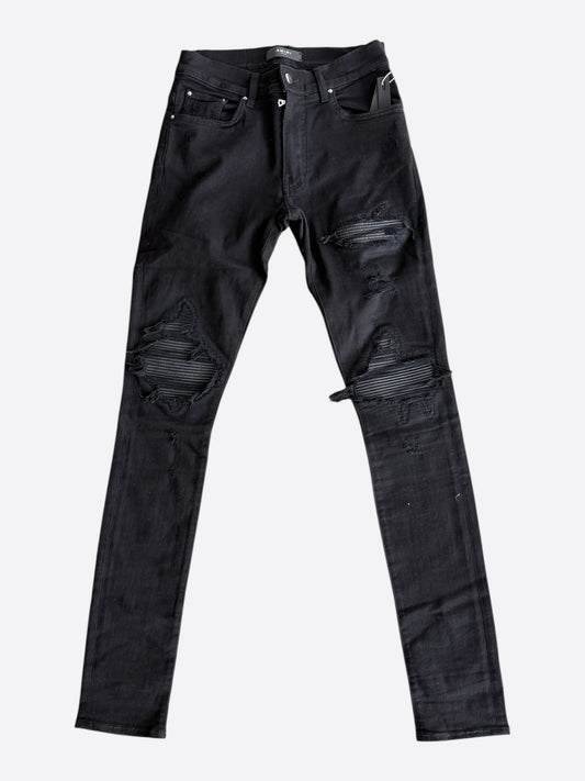 Amiri Black Leather Patch MX1 Jeans