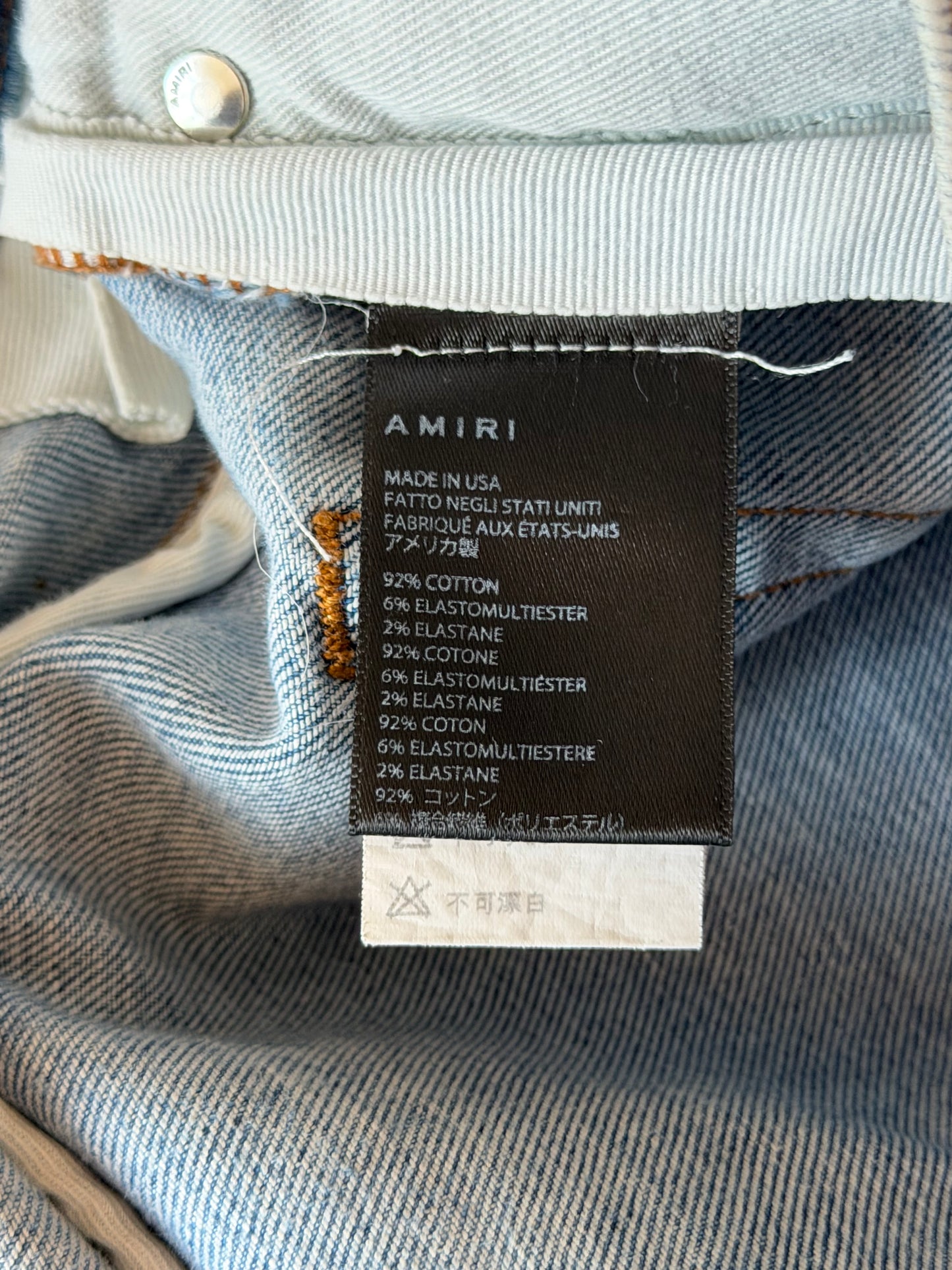Amiri Clay Indigo Paint Splatter MX1 Jeans