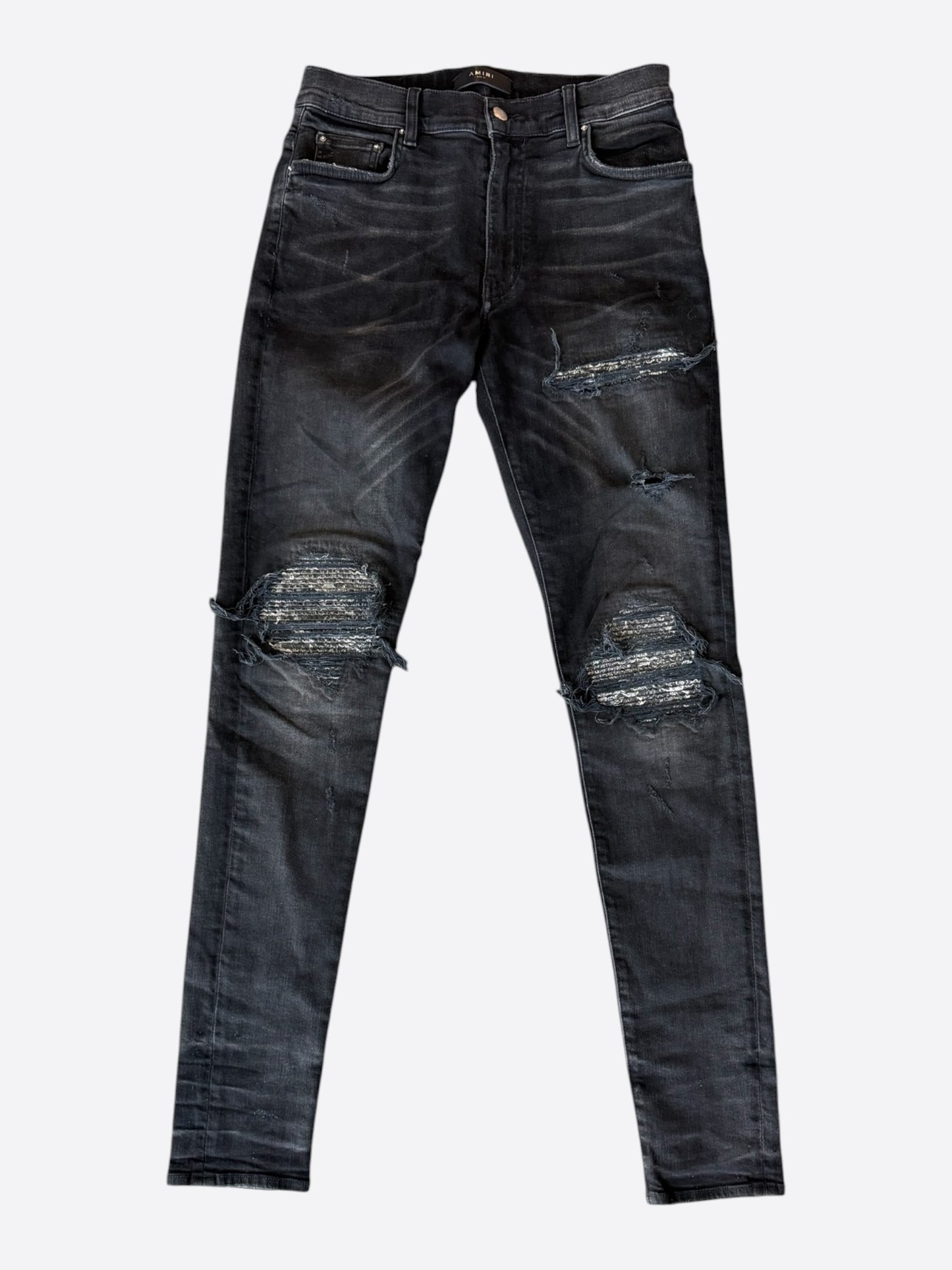 Amiri Aged Black & White Bandana Patch MX1 Jeans
