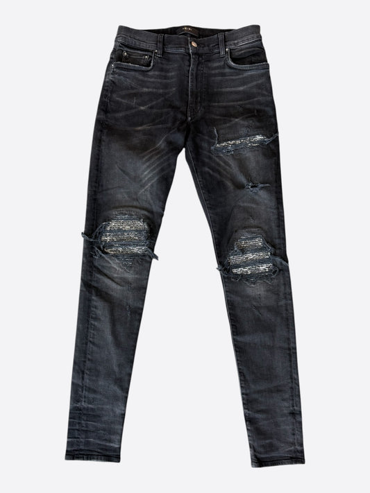 Amiri Aged Black & White Bandana Patch MX1 Jeans