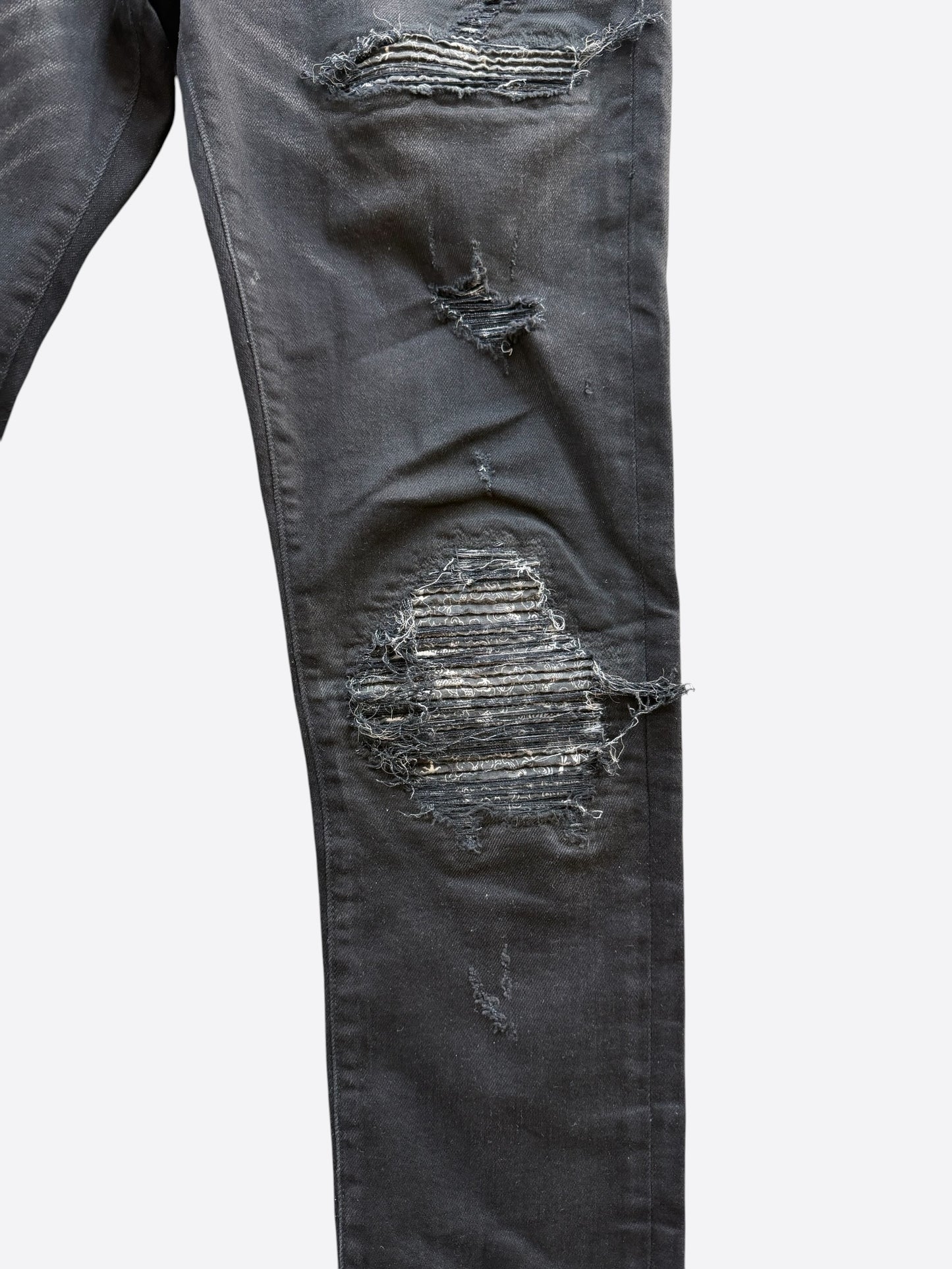 Amiri Aged Black & White Bandana Patch MX1 Jeans