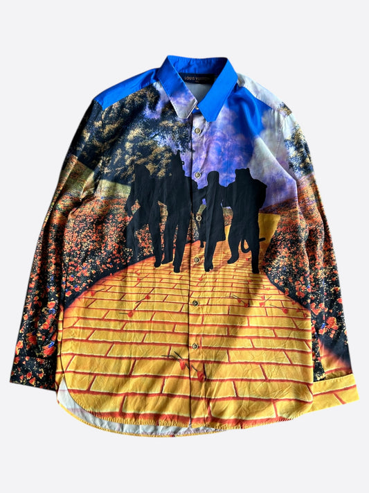 Louis Vuitton OZ Multicolor Brick Road Silk Button Up Shirt