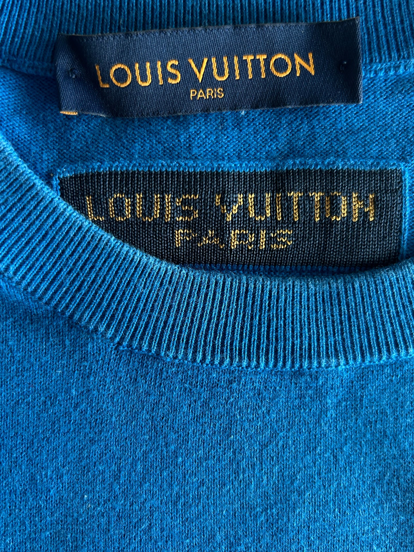 Louis Vuitton Blue & White Everyday Logo Intarsia T-Shirt