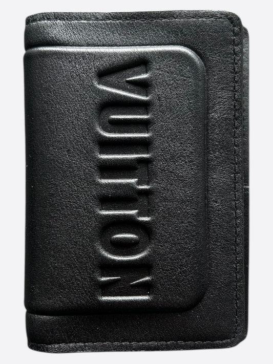 Louis Vuitton Black Embossed Logo Leather Pocket Organizer