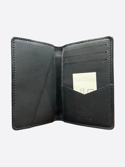 Louis Vuitton Black Embossed Logo Leather Pocket Organizer