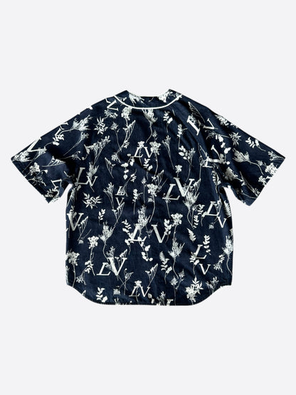 Louis Vuitton Navy & White Leaf Baseball Jersey