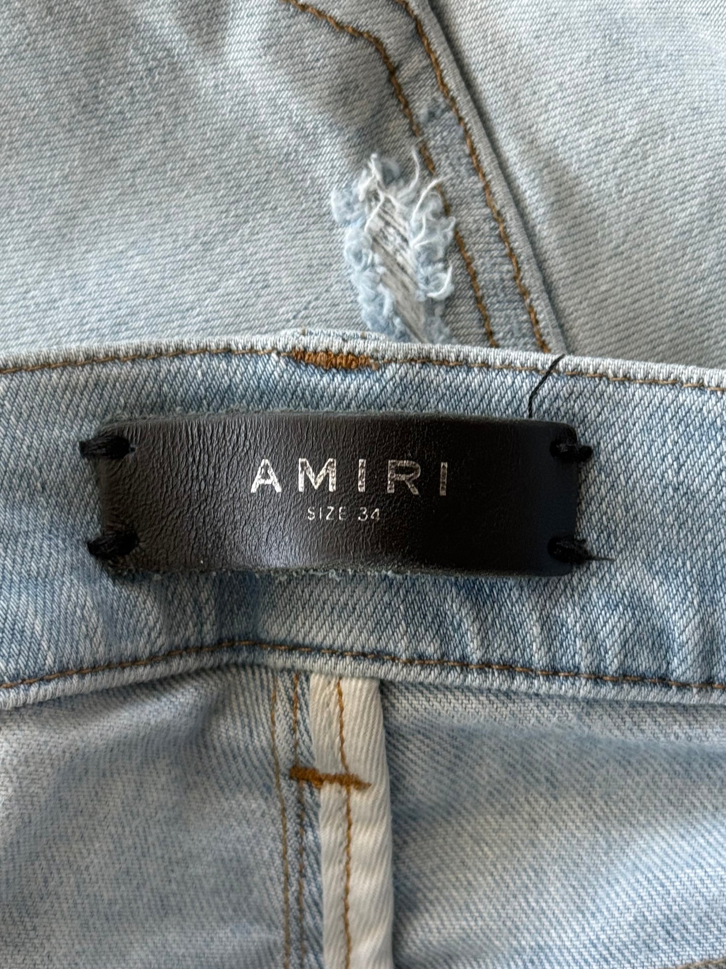 Amiri Light Indigo & Watercolor Patch MX1 Jeans