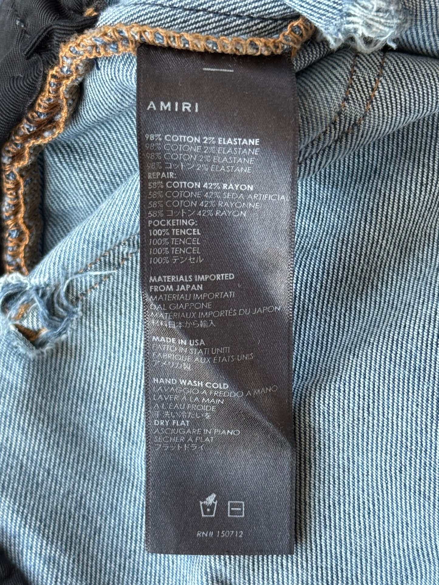 Amiri Classic Indigo Orange Plaid Patch PPX1 Jeans